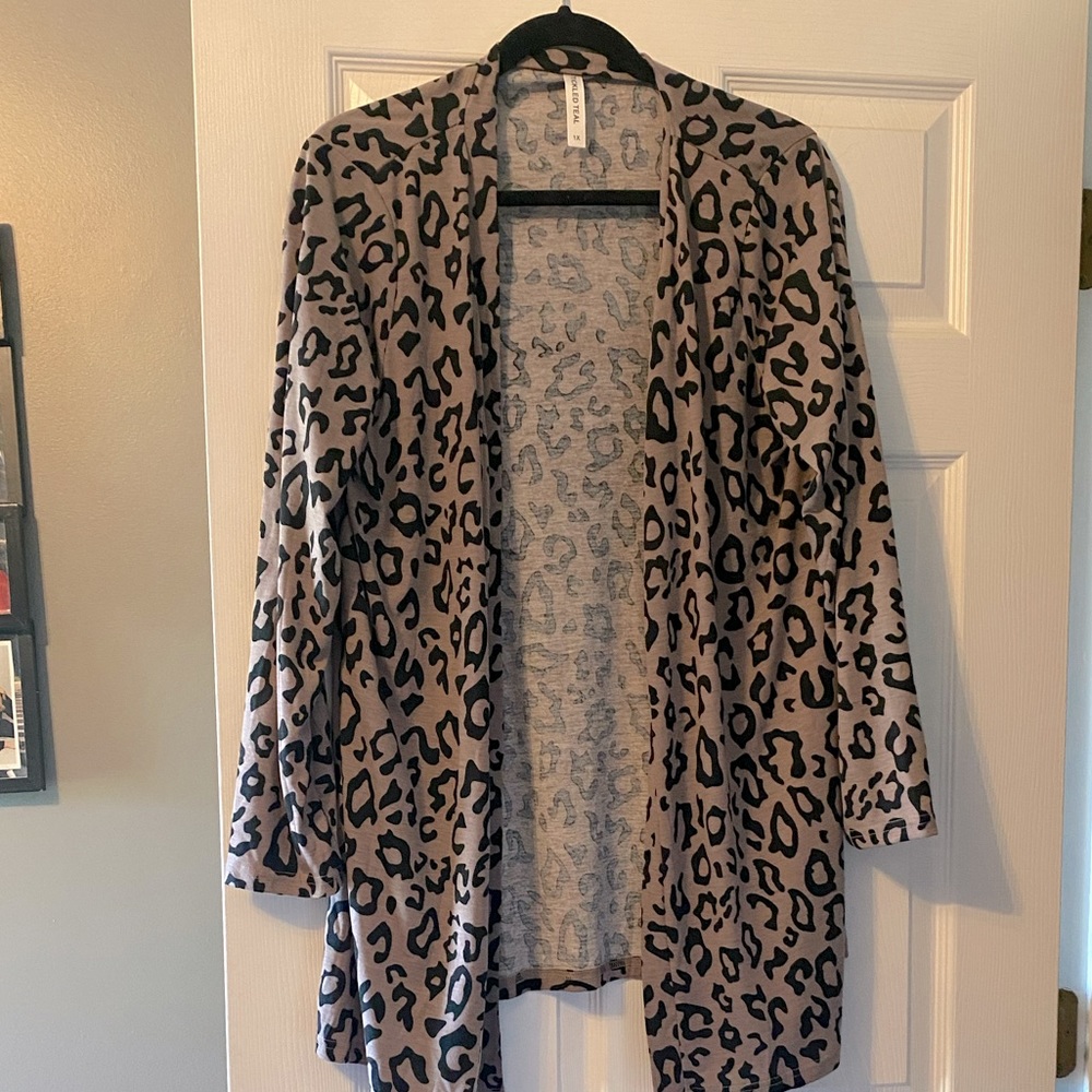 Tickled Teal Leopard Lightweight Cardigan